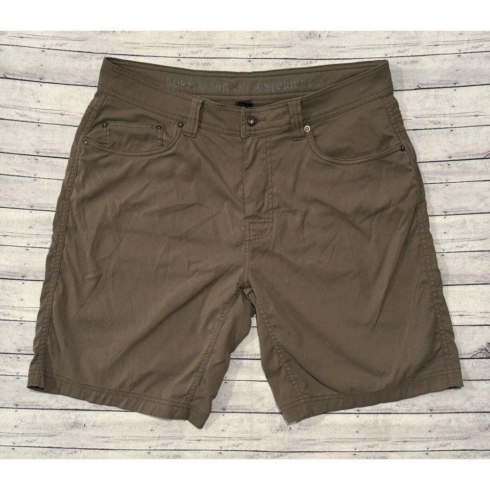 PrAna Mens 9” Shorts Sz 34 Brown Chino Work Wear Outdoors Hiking PLEASE READ